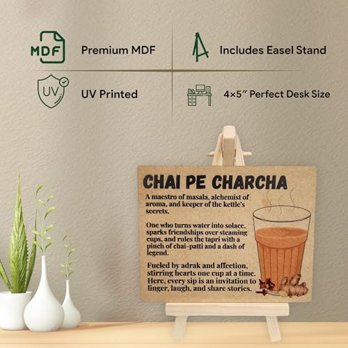 tinydabba Wooden Chai Pe Charcha Plaque with Easel by tinydabba - 6