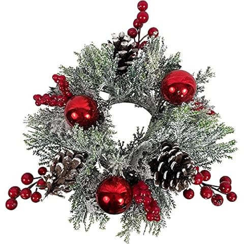 12 Inch Christmas Candle Ring with Berries Cover
