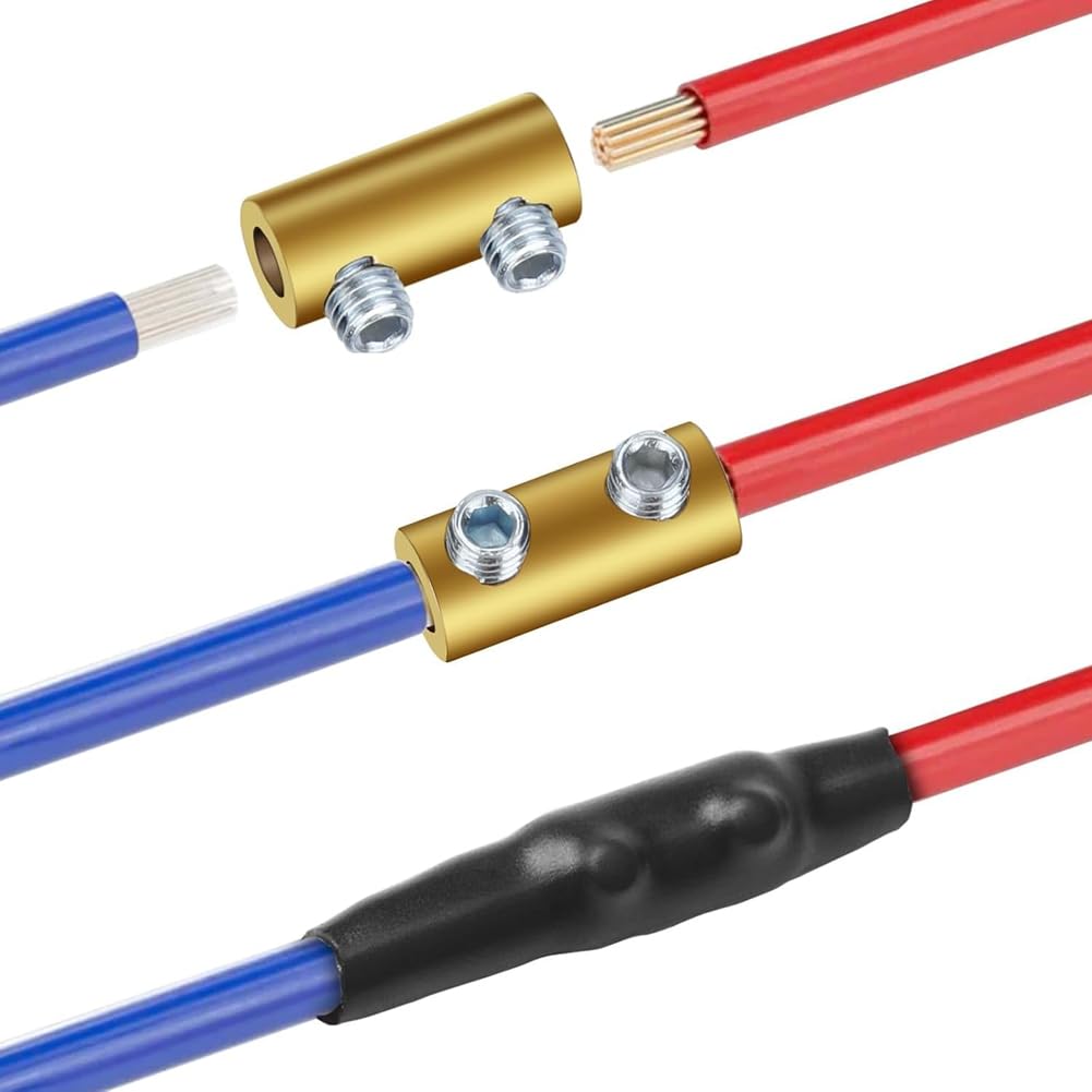 Akfldms 30pcs 10 AWG Gauge Wire Connector Nut Kit, 60A Splicing Wiring Connection Terminal, with Screws and Heat Shrink Tube