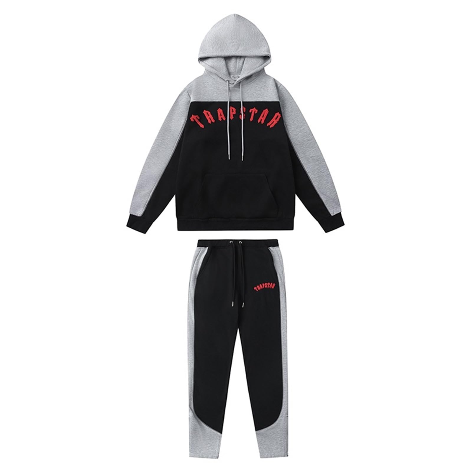 YOUPO Embroidered Trapstar Tracksuit for Men and Women, Unisex Trapstar Shooters Suit, 2 Piece Sports Jogging Set Autumn Winter, Fleece Hooded Sweatshirt and Pants (Color : 8837 red, Size : X-Large