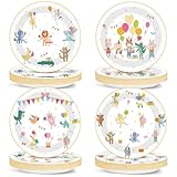 48Pcs Animal Parade Party Birthday Decorations Plate 7 Inch Jungle Safari Animal Plates Zoo Pals Dessert Plate Wild Animals Disposable Tableware for Kids Girls Boys Zoo Carnival Birthday Baby Shower