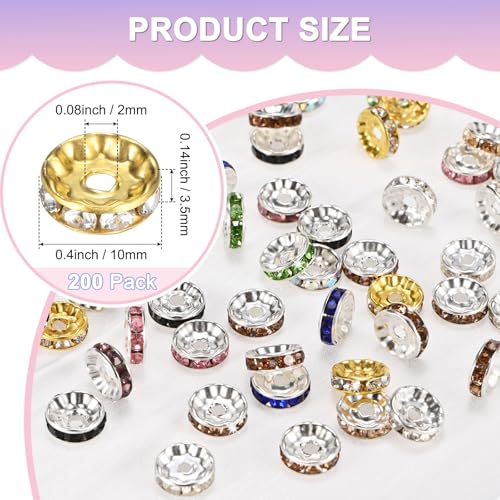 Perles d'espacement rondelles cristal 10mm M METERXITY pour réparer et créer