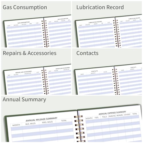 Auto Mileage Log Book for Car, Vehicle Maintenance Log Book for Business or Personal, Mileage Log Book for Taxes for Self Employed, Vehicle Mileage Log Book-6.1×8.4”-Dark Green