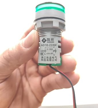 3pcs Digital Display AC Current Indicator, 22mm Round Head LED Current Tester 0~100A Ammeter Monitor (Green)