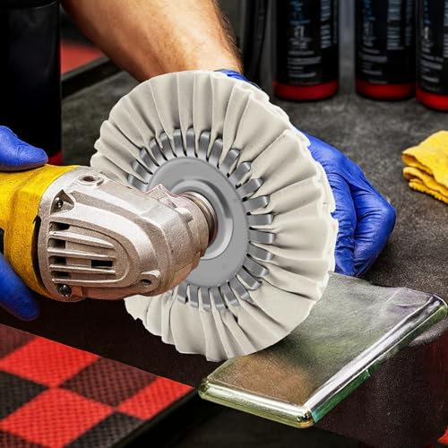 Image of 2PCS 8 inch Airway Buffing Wheel with 5 /8 inch Arbor Flange-Free Hub,White Buffing Wheels for Angle Grinder, Mirror-Like Finishing Polishing Wheel for Aluminum Wheels Stainless Steel Chrome