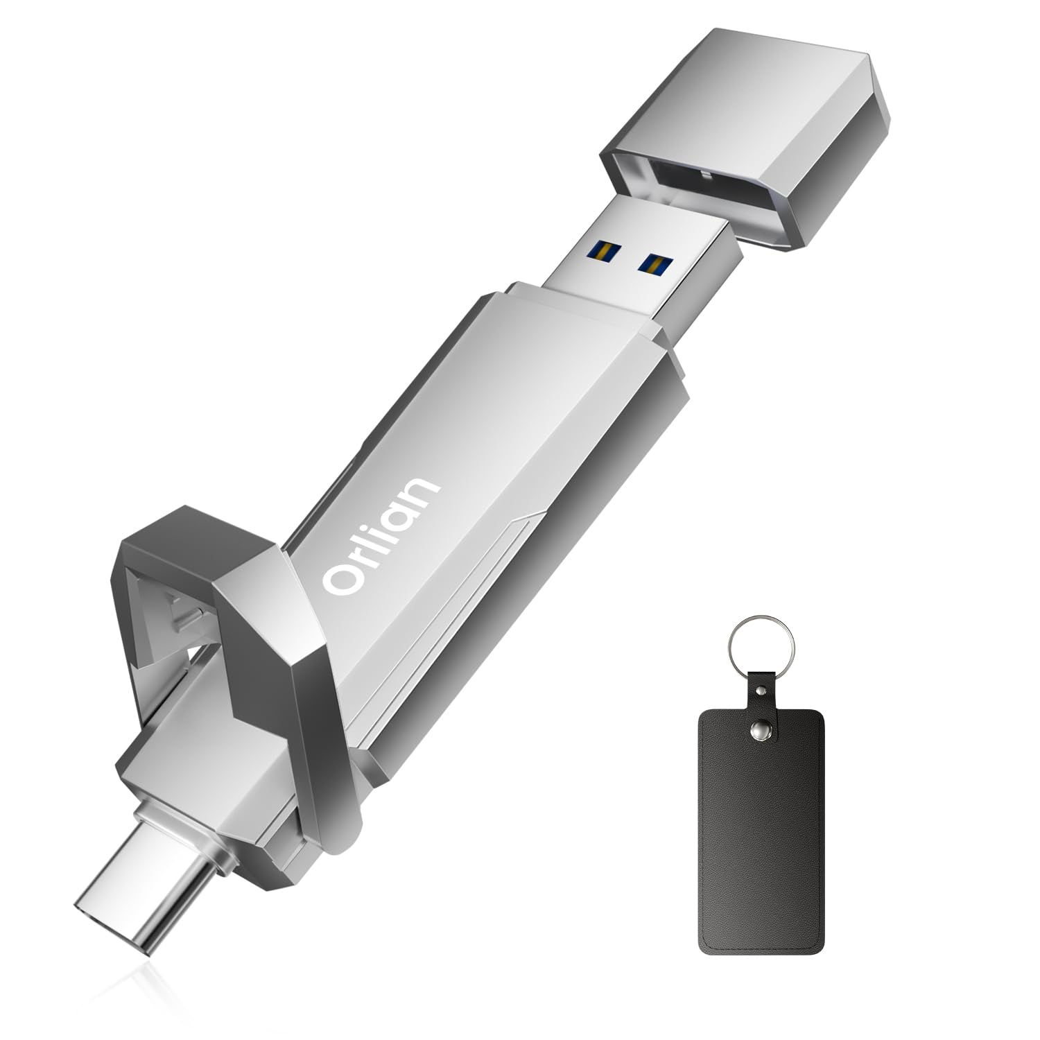 512G External Portable SSD USB Solid State Drive, Up to 1000MB/s USB 3.2 Gen 2 Solid State, Type C + A Dual Drive for iPhone15,16/ipad/Mac/Android/Windows Laptops, Silver