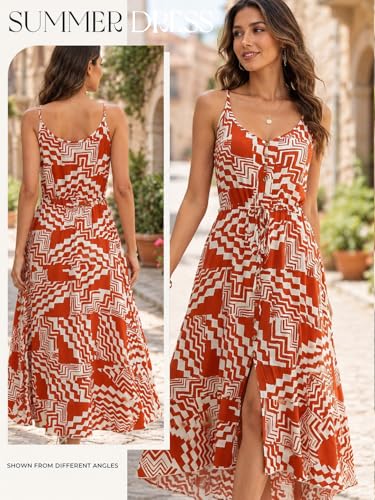Image of BROVAVE Women's 2026 Summer Casual Boho Sundress Spaghetti Strap Midi Dress