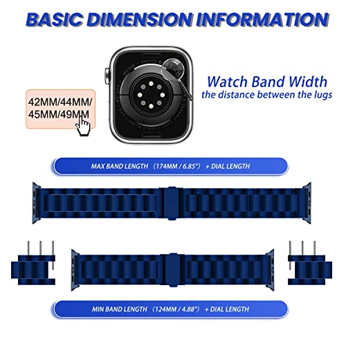 CeiBand Watch Strap Compatible with Apple 49 mm/46 mm/45 mm/44 mm/42 mm, Metal Adjustable Band - Image 3