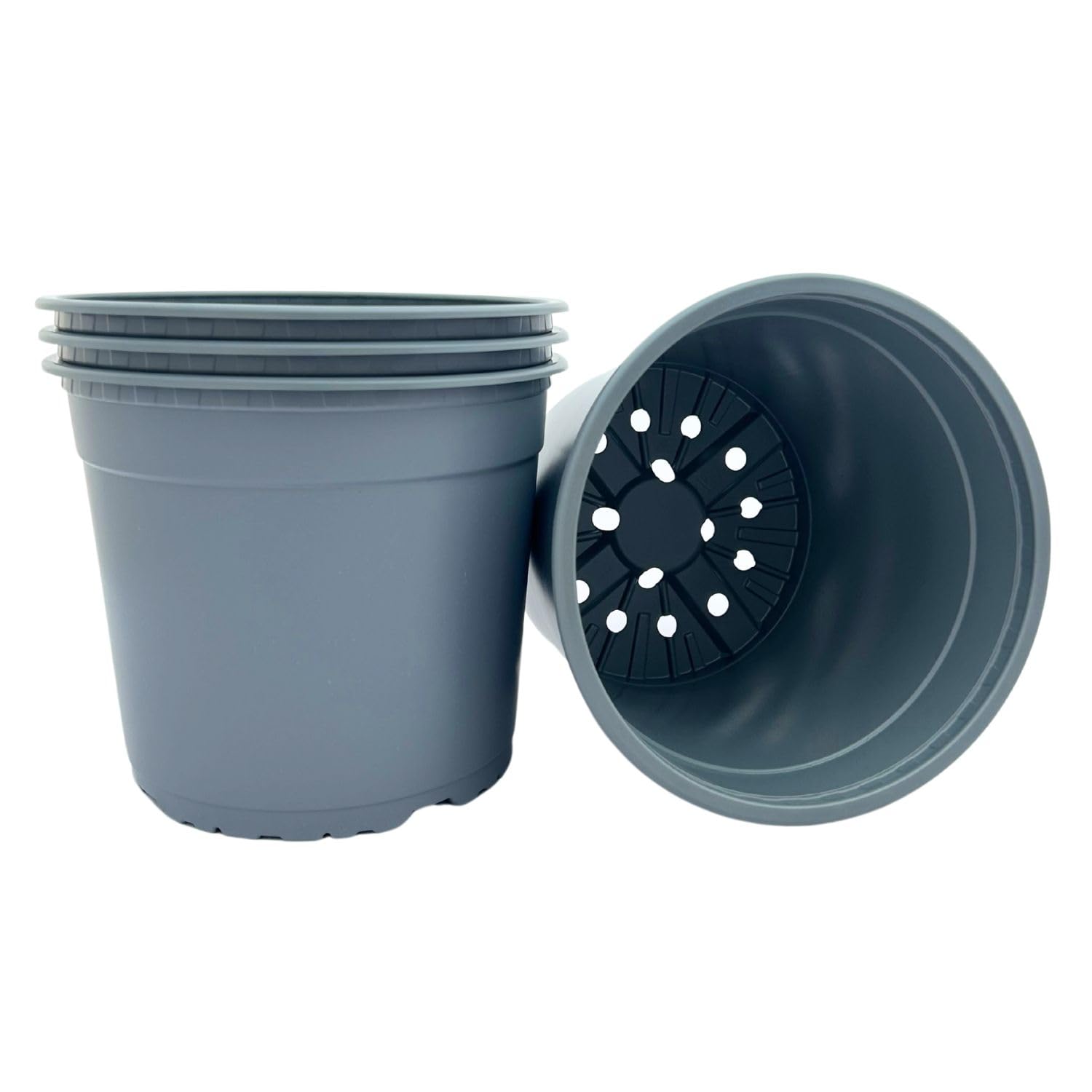 Bramley & Sage 22cm 5 Litre Grey Plastic Plant Pots (Pack of 10)