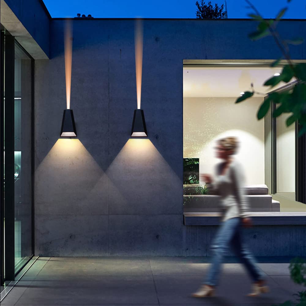 2 STÜCKE IP65 Wasserdichte Wandleuchten für den Außenbereich, Wandlampe, LED-Wandadressenleuchten, Wandbeleuchtung für Terrasse, Stufe, Treppe, Garten (10 W)