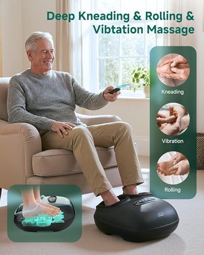 Image of Snailax 2026 Shiatsu Foot Massager with Heat, Deep Kneading, Compression, Vibration,FSA Eligible Hsa Electric Feet Massage Machine for Plantar Fasciitis,Neuropathy, Gift for Women Man