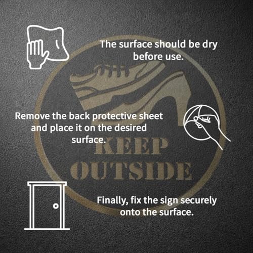 Image of Keep Outside Round Acrylic Signage Sticker - Self-Adhesive Instruction Sign for Office, Storefront, Business & Shop - Premium Black Gold Label for Glass & Smooth Surfaces