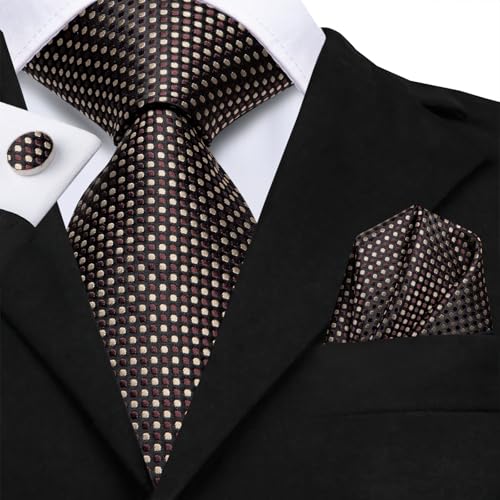 Image of Hi-Tie Men 63inches Tie Set Extra Long Necktie Paisley Tie Pocket Suqare Cufflinks Big and Tall Men Tie