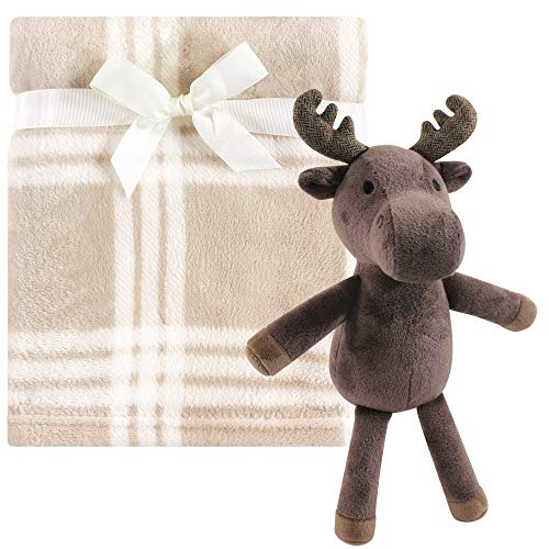 Image of Hudson Baby Unisex Baby Plush Blanket with Toy, Modern Moose, One Size