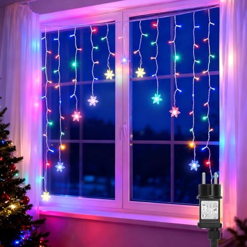 Aigostar Lichtervorhang, 3M + 1.5x1.2M, 82 LEDs, Lichterketten...