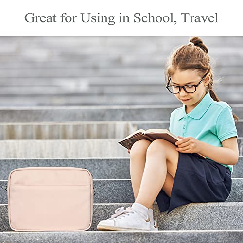 MoKo Bandolera para Ordenador Portátil de 12.9"，Bolso Compatible con Galaxy Tab S8+ 12.4" iPad Pro 12.9 M1 2021/12.9 2020/2018，Funda Protectora Portátil con Correa Hombro Ajustable para Niños, Rosa