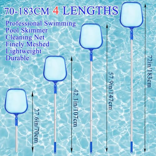 Epesl 183cm Pool Kescher Netz - Schwimmbad Blätter Reinigungsnetz Mesh Net Poolreinigung - 4 Abnehmbare Interface Aluminium Pole Reiniger Laubkescher Skimmer für Aquarium/Brunnen/Whirlpool/Teiche – Bild 5