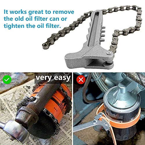QUCUMER Oil Filter Chain Wrench, Adjustable Oil Filter Wrench Pliers Ratcheting Chains Wrenches Fuel Filters Removal Tool for Vehicle, 450mm/17.7inch 5 QUCUMER Oil Filter Chain Wrench, Adjustable Oil Filter Wrench Pliers Ratcheting Chains Wrenches Fuel Filters Removal Tool for Vehicle, 450mm/17.7inch - Image 5