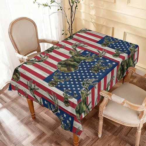 Nappe rectangulaire camouflage et cerf 137x183cm pour table de repas rustique