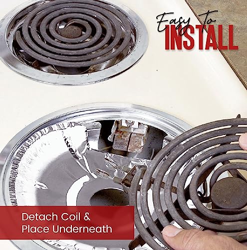 Heavy-Duty Aluminum Electric Stove Burner Covers (100 Pack) - Disposable Round Foil Liners (6 & 8 Inch), Non-Stick Drip Pan Protectors, Stove Top Covers, Great Kitchen Accessory for Easy Cleanup