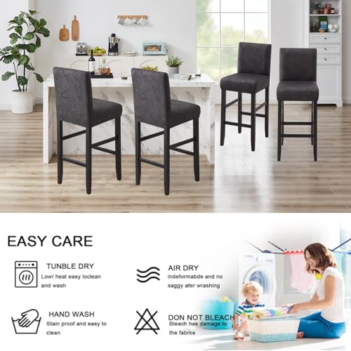 Image of FUANGUI Bar Stool Covers Set of 4, Stretch Bar Stool Seat Covers | Washable Removable Bar Chair Covers with Backs Slipcovers, Bar Chair Covers Square for Kitchen Dining Room Cafe