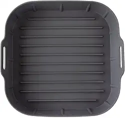 Forma de Silicone Para Airfryer Forno Quadrada Com Alça19x19cm Reutilizável Para Fritadeira Elétrica, Cinza