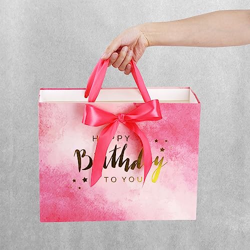Nihuecne-13-Large-Birthday-Gift-Bag-with-Card-and-Tissue-Paper-Big-Pink-and-Gold-Birthday-Wrap-Paper-Gift-Bag-with-Satin-Ribbon-Handles-for-Girls-and-Womens-Birthday-Party