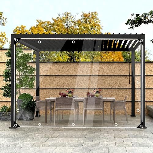 Lona Impermeable Transparente con Ojales, Lona Transparente para Exterior, 0.35mm Aislamiento De Techos Al Aire Libre, para Jardín, Muebles, Piscinia, Vehículos