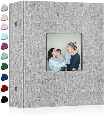 Ejblfe 포토 앨범 10.2 x 15.2cm(4 x 6인치), 리넨 커버 슬라이드 인 포토 앨범 북, 100장의 100장 100장 보관 가능, 가족, 결혼식, 아기 및 휴일 사진을 위한 블랙 시트 50장 포함 (그레이) — 사진 7