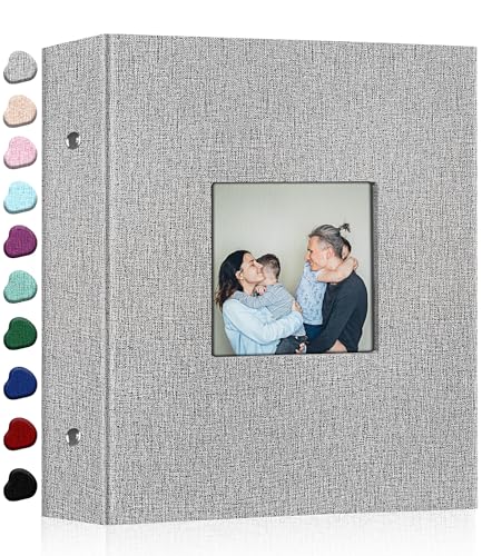 Ejblfe Photo Album 4x6,Linen Cover Slide-in Photo Album Book Can Holds 600 4x6 Photos with 60 Black Sheets for Family,Wedding,Baby and Holiday Pictures (Gray)