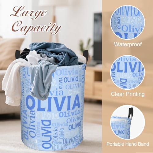 Image of Custom Name Laundry Hamper, Personalized Laundry Basket with Name for Boys Girls Kids Men Women, Customized Name Dirty Clothes Basket Gifts for Clothes Toy Bathroom Bedroom Laundry Room Dorm