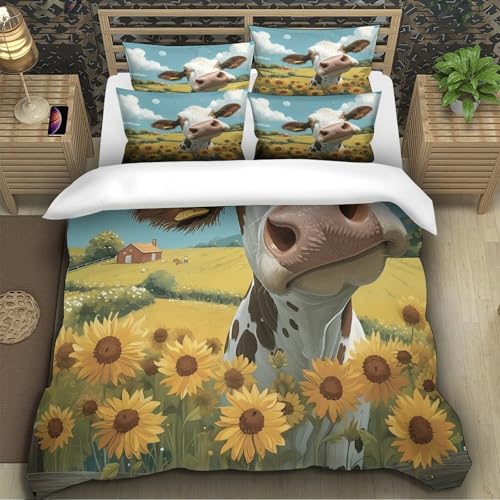 Housse de couette imprimée 3D vache : l'idée cadeau lit simple originale - 5