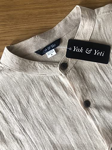 Yak & Yeti Men's Kurta Lightweight Cotton Mandarin Style Collar (XX-Large, Natural Short Sleeve, xx_l)3