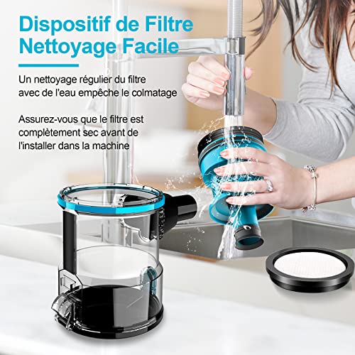 Aspirateur Balai Filaire, Aspirateur Balai avec Fil Puissant, 3 en 1 Aspirateur Vertical Filtre HEPA, 600W 18000Pa Aspirateur sans Sac avec 6m Long Câble, Léger Portable pour Maison Tapis Sol Dur – Image 6