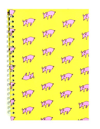 Pink Pig Posh Pig Cahier à feuilles blanches Motif cochons Jaune Format A4