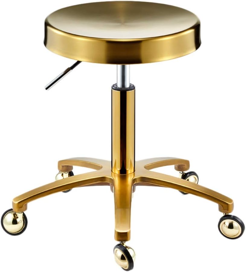TONG HXF- Hairdressing stool, special pulley stool for beauty salons, barbershop hairdressing, manicure, hair cutting rotating stool Comfortable (Color : Gold)
