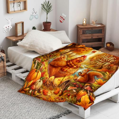 Couverture chaude flanelle motif poules grand format sofa