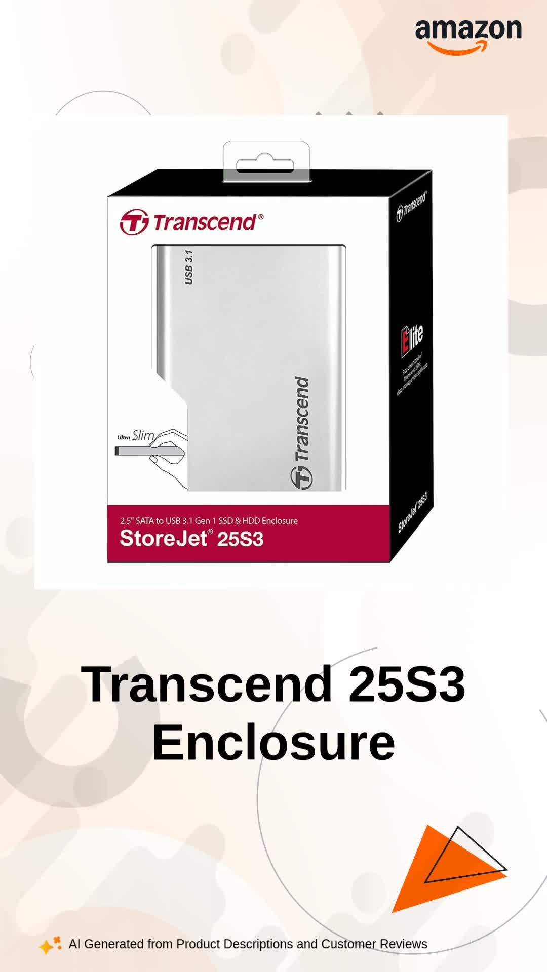 Transcend 25S3 2.5 USB 3.2 Gen 1 External Enclosure for SSD & HDD
