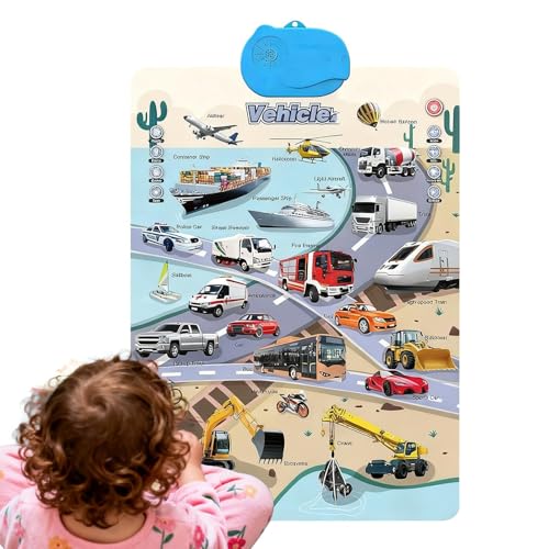 Mapa De Pared Para Niños - Juguetes de Cuero Inglés | Hablando Cartel Electrónico Interactivo De Cuero,para Preescolares Niñera Sala de Niños Hogar Sala de Juegos Navidad y Cumpleaños