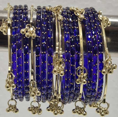 Image of kashmiri ghangharoo glass bangle Set For Women And Girls | Light Weight Bangles | Traditional Transparent Fancy Glass Chudi Set for Wedding, Party (18 Bangles)