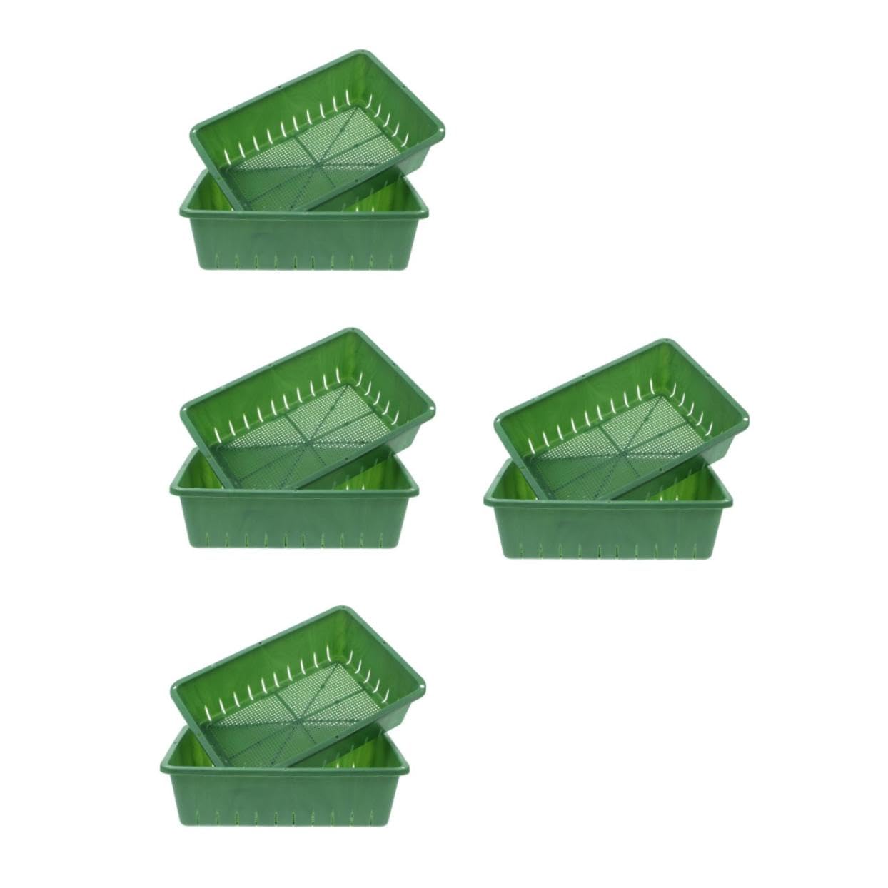 Bandejas para Semillero De Plástico con Diseño Transpirable Y Drenaje Apilables Y Rectangulares para Jardinería Interiores Y Pequeños 2 Piezas X 4