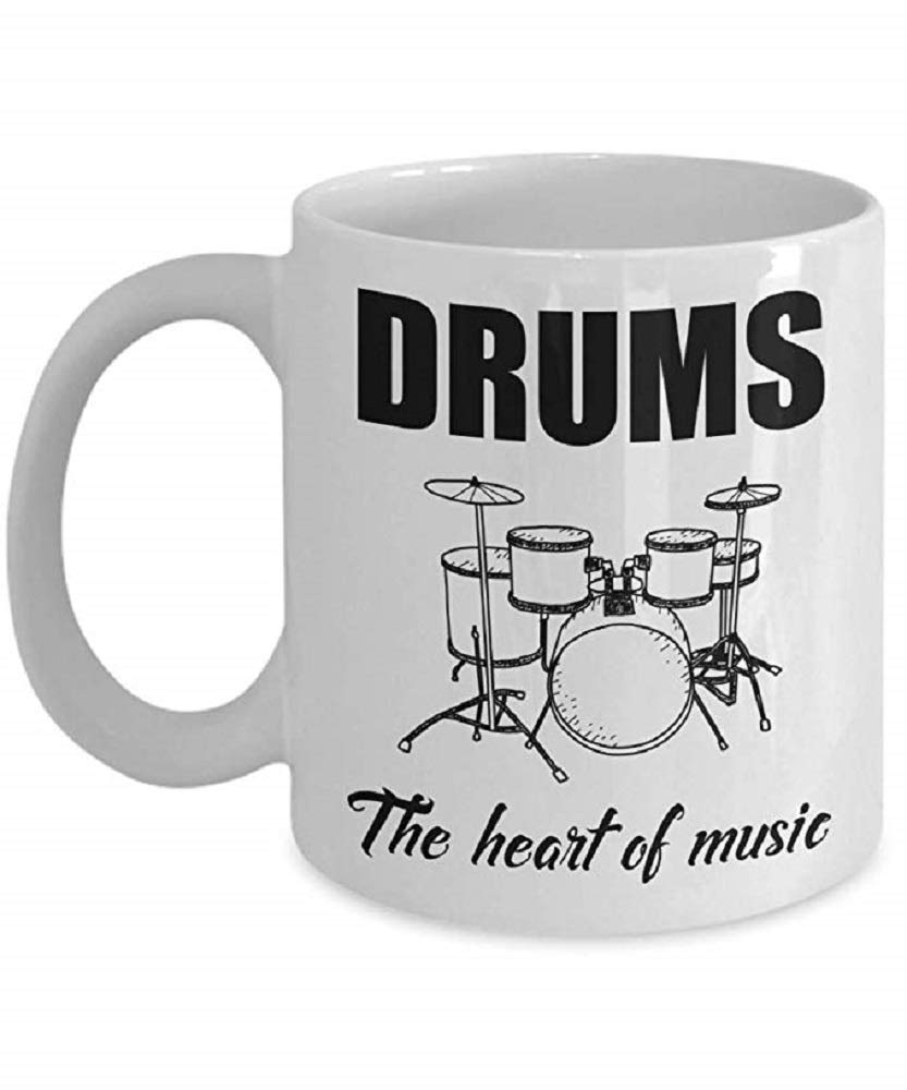 White Ceramic funny printed mugs cups music drums printed coffee cups for present