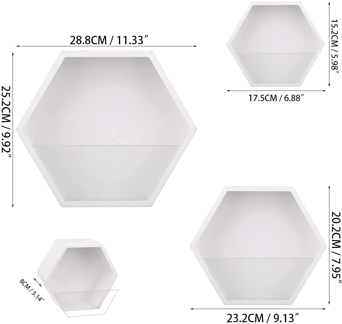 Ecosides Pack of 3 Hexagon Metal Iron Glass Wall Vase, Wall Terrarium, Wall Planter, Vertical Garden Flower Pot, Modern Indoor Wall Decoration Planter, Wall Vases for Succulents (White, Pack of 3)