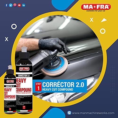 Image of MAFRA Ultimate Formula Corrector 3.0 Heavy Cut Rubbing Compound Polish(250g) for Car Paint Defects, Swirl Marks Scratch Removing | Micro-Abrasive, High Gloss, Water Based|Use-Orbital & Rotary Machine