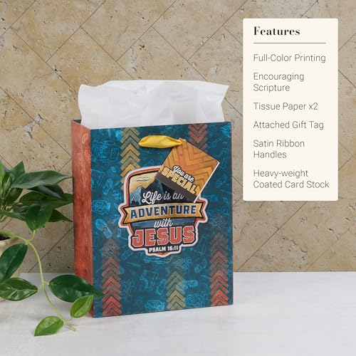 Image of Christian Art Gifts Medium Gift Bag for Kids with Tissue Paper, Blue