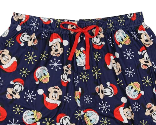 Disney Men's Mickey and Friends Santa Hat AOP Holiday Design Adult Lounge Sleep Pajama Pants with Elastic Waistband4