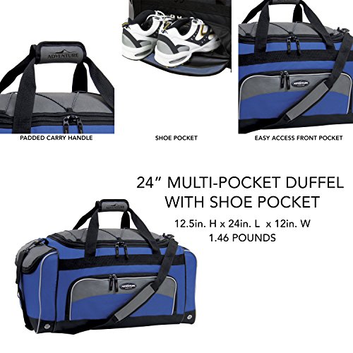 Travelers Club Adventure Travel Duffel Bag, Navy Blue, 24 Inch
