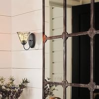 Vista 3 de DANSEER Rustic Finish Wall Sconce Vintage Vanity Light with Amber Glow Glass Shade for Bathroom Living Room Hallway Staircase Set of 2