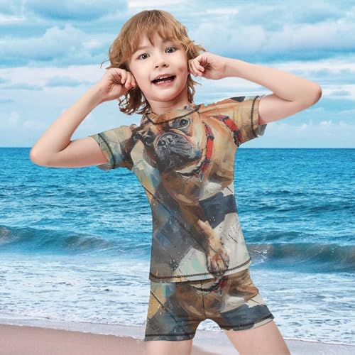 Red French BulldogChildren's Casual Swimsuit Set - Simple and Versatile10-12Y（150cm）2
