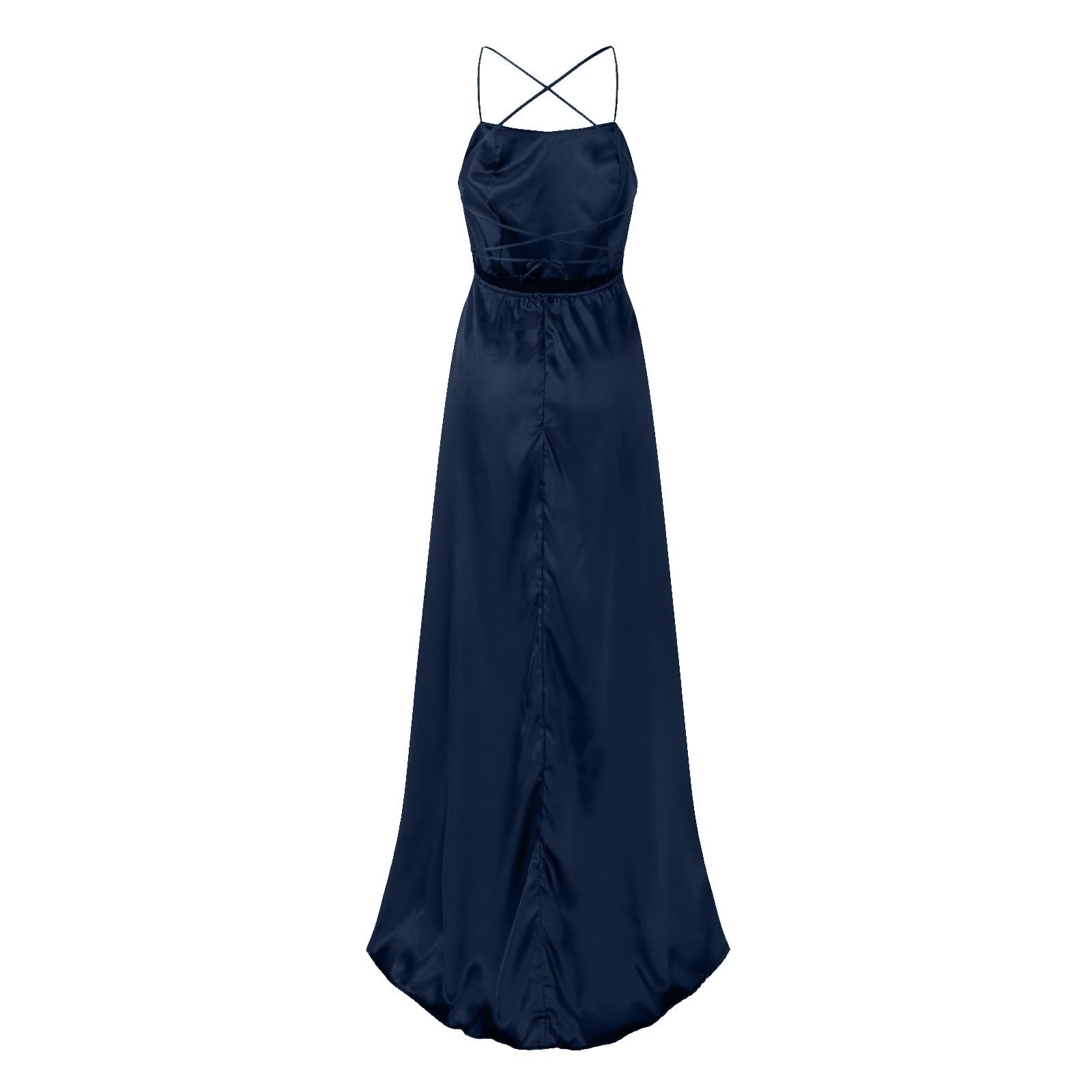 2025: Ballkleider für Damen, lang, elegant, rückenfrei, lang, Crisn Satin, Spaghetti, Party, Abschlussball, Seitenschlitz, Hochzeit, Abendkleid, Partykleid mit Taschen, Hochzeit, Midi